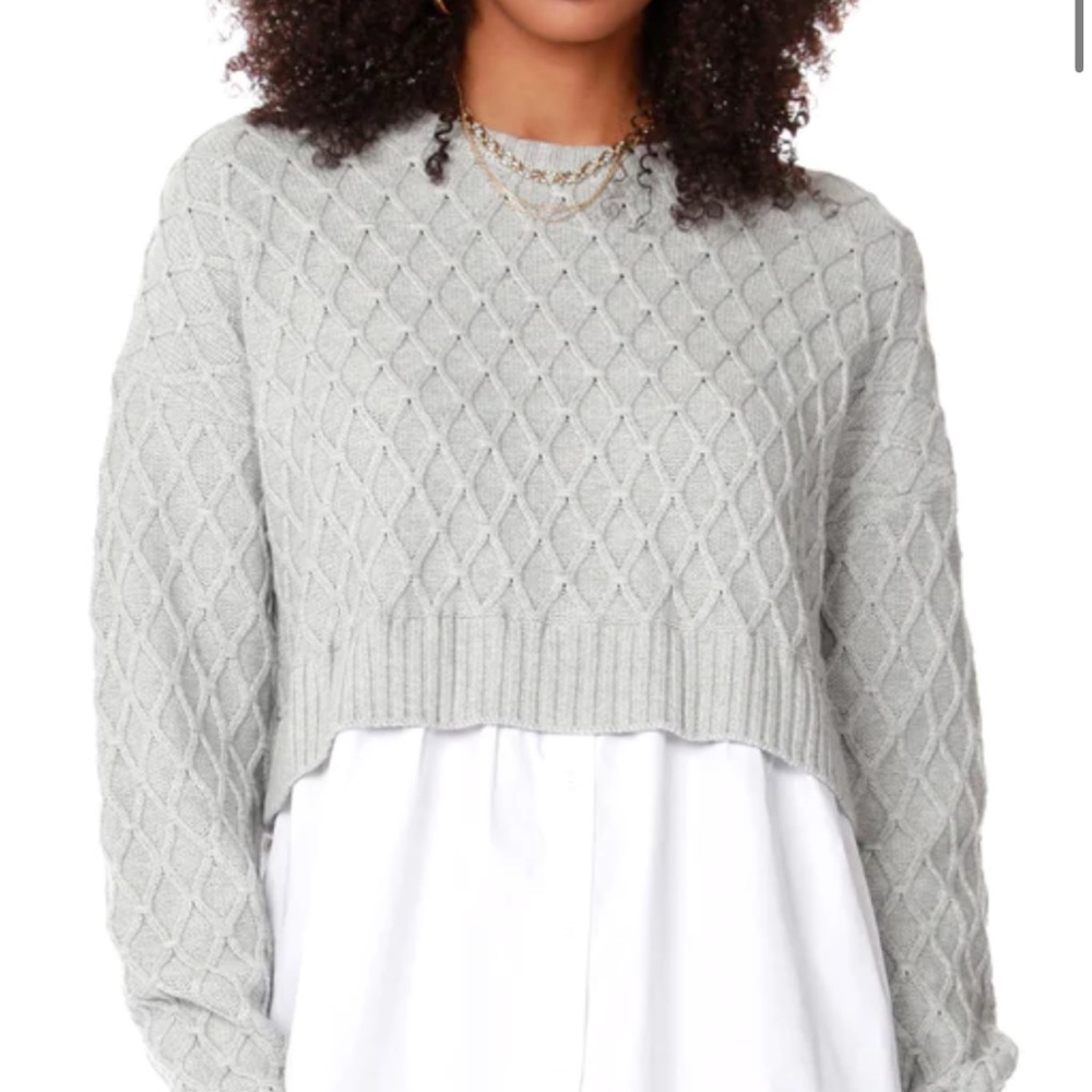 Bobi black mixed layer sweater top